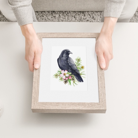 Raven Crow Bird Wall Art Watercolor Illustration Print Poster Card Unframed - Picture 6 of 7
